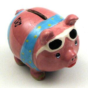 Ceramic Glammie Hammie Ceramic Pig Piggy Coin Bank 3 1/4" tall by 4" wide